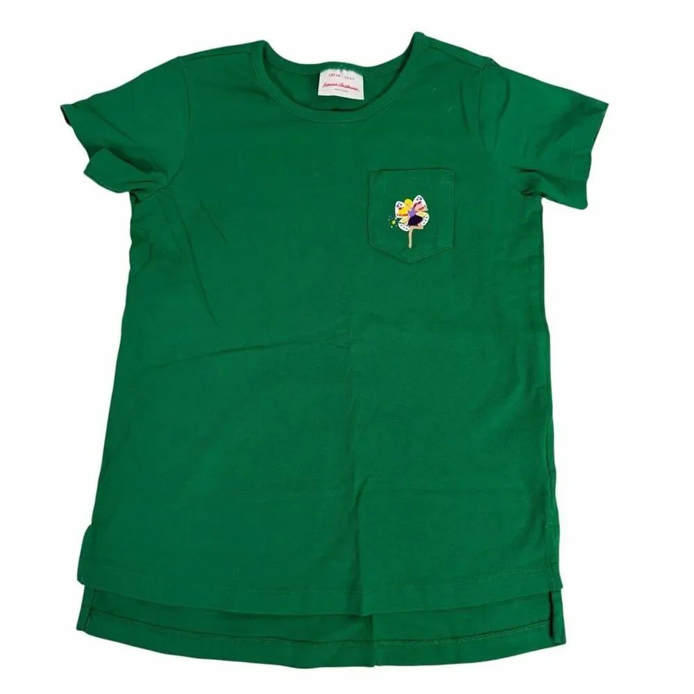 Hanna Andersson 6-7 Fairytale Pocket Art T-shirt Green Short Sleeve